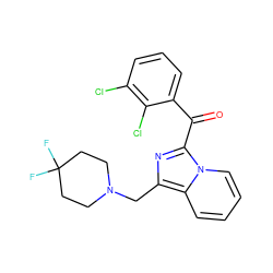 O=C(c1cccc(Cl)c1Cl)c1nc(CN2CCC(F)(F)CC2)c2ccccn12 ZINC000071330052