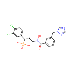 O=C(c1cccc(Cn2cncn2)c1)N(O)CC[C@@H](c1ccc(Cl)c(Cl)c1)P(=O)(O)O ZINC000096273632