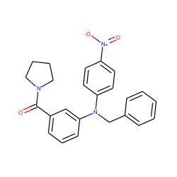 O=C(c1cccc(N(Cc2ccccc2)c2ccc([N+](=O)[O-])cc2)c1)N1CCCC1 ZINC000040411224