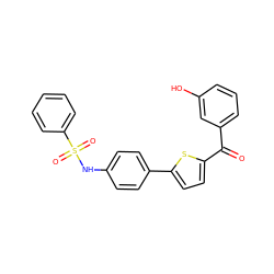 O=C(c1cccc(O)c1)c1ccc(-c2ccc(NS(=O)(=O)c3ccccc3)cc2)s1 ZINC000473153048