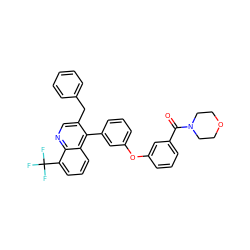 O=C(c1cccc(Oc2cccc(-c3c(Cc4ccccc4)cnc4c(C(F)(F)F)cccc34)c2)c1)N1CCOCC1 ZINC000044307886