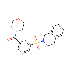 O=C(c1cccc(S(=O)(=O)N2CCc3ccccc3C2)c1)N1CCOCC1 ZINC000003612698