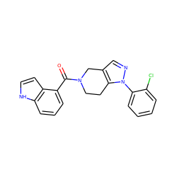 O=C(c1cccc2[nH]ccc12)N1CCc2c(cnn2-c2ccccc2Cl)C1 ZINC000028708545