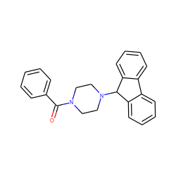 O=C(c1ccccc1)N1CCN(C2c3ccccc3-c3ccccc32)CC1 ZINC000028872223