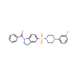 O=C(c1ccccc1)N1CCc2cc(S(=O)(=O)N3CCN(c4cccc(Cl)c4)CC3)ccc21 ZINC000118514892