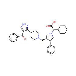 O=C(c1ccccc1)c1c[nH]nc1C1CCN(C[C@H]2CN([C@@H](C(=O)O)C3CCCCC3)C[C@@H]2c2ccccc2)CC1 ZINC000028008919