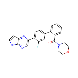 O=C(c1ccccc1-c1ccc(-c2cnc3[nH]ccc3n2)c(F)c1)N1CCOCC1 ZINC000224824835