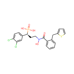 O=C(c1ccccc1Cc1cccs1)N(O)CC[C@@H](c1ccc(Cl)c(Cl)c1)P(=O)(O)O ZINC000096273647