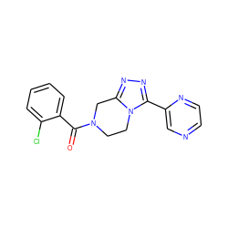 O=C(c1ccccc1Cl)N1CCn2c(nnc2-c2cnccn2)C1 ZINC000095565305