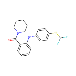 O=C(c1ccccc1Nc1ccc(SC(F)F)cc1)N1CCCCC1 ZINC000003177499