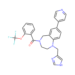 O=C(c1ccccc1OC(F)(F)F)N1CCN(Cc2c[nH]cn2)c2ccc(-c3ccncc3)cc2C1 ZINC000013803079