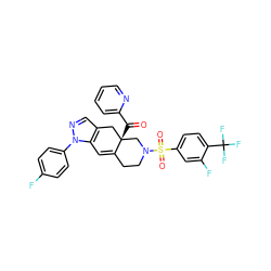 O=C(c1ccccn1)[C@]12Cc3cnn(-c4ccc(F)cc4)c3C=C1CCN(S(=O)(=O)c1ccc(C(F)(F)F)c(F)c1)C2 ZINC000221741884