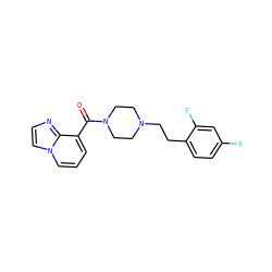 O=C(c1cccn2ccnc12)N1CCN(CCc2ccc(F)cc2F)CC1 ZINC000073297299