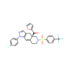 O=C(c1ccco1)[C@]12Cc3cnn(-c4ccc(F)cc4)c3C=C1CCN(S(=O)(=O)c1ccc(C(F)(F)F)cc1)C2 ZINC000142156199