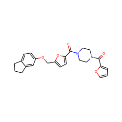 O=C(c1ccco1)N1CCN(C(=O)c2ccc(COc3ccc4c(c3)CCC4)o2)CC1 ZINC000000812259