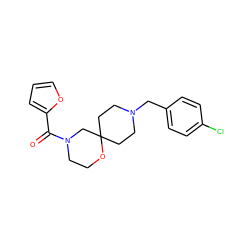 O=C(c1ccco1)N1CCOC2(CCN(Cc3ccc(Cl)cc3)CC2)C1 ZINC000064549402