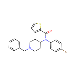 O=C(c1cccs1)N(c1ccc(Br)cc1)C1CCN(Cc2ccccc2)CC1 ZINC000013817781