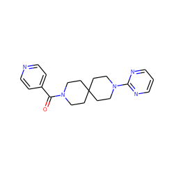 O=C(c1ccncc1)N1CCC2(CC1)CCN(c1ncccn1)CC2 ZINC000003956094