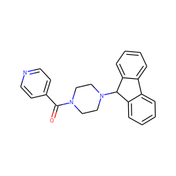 O=C(c1ccncc1)N1CCN(C2c3ccccc3-c3ccccc32)CC1 ZINC000153876338