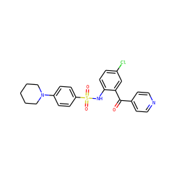 O=C(c1ccncc1)c1cc(Cl)ccc1NS(=O)(=O)c1ccc(N2CCCCC2)cc1 ZINC000113626314
