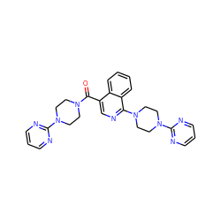 O=C(c1cnc(N2CCN(c3ncccn3)CC2)c2ccccc12)N1CCN(c2ncccn2)CC1 ZINC000020104073