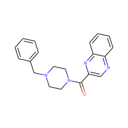 O=C(c1cnc2ccccc2n1)N1CCN(Cc2ccccc2)CC1 ZINC000044154401