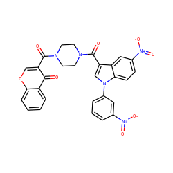 O=C(c1coc2ccccc2c1=O)N1CCN(C(=O)c2cn(-c3cccc([N+](=O)[O-])c3)c3ccc([N+](=O)[O-])cc23)CC1 ZINC000653790218