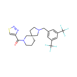 O=C(c1csnn1)N1CCC[C@@]2(CCN(Cc3cc(C(F)(F)F)cc(C(F)(F)F)c3)C2)C1 ZINC000003955864