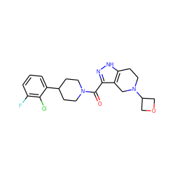 O=C(c1n[nH]c2c1CN(C1COC1)CC2)N1CCC(c2cccc(F)c2Cl)CC1 ZINC001772649817