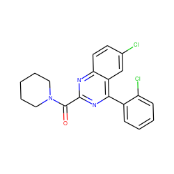 O=C(c1nc(-c2ccccc2Cl)c2cc(Cl)ccc2n1)N1CCCCC1 ZINC000084688848