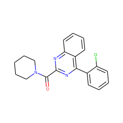 O=C(c1nc(-c2ccccc2Cl)c2ccccc2n1)N1CCCCC1 ZINC000084689939