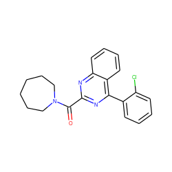 O=C(c1nc(-c2ccccc2Cl)c2ccccc2n1)N1CCCCCC1 ZINC000084689940