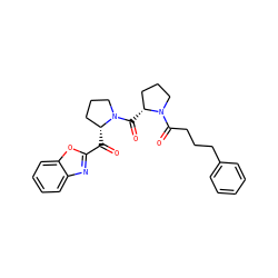 O=C(c1nc2ccccc2o1)[C@@H]1CCCN1C(=O)[C@@H]1CCCN1C(=O)CCCc1ccccc1 ZINC000013738827