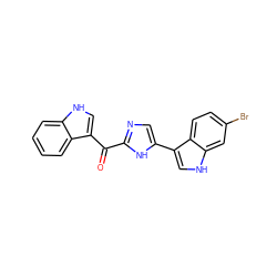 O=C(c1ncc(-c2c[nH]c3cc(Br)ccc23)[nH]1)c1c[nH]c2ccccc12 ZINC000014768214