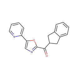 O=C(c1ncc(-c2ccccn2)o1)C1Cc2ccccc2C1 ZINC000071317265