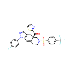 O=C(c1nccs1)[C@]12Cc3cnn(-c4ccc(F)cc4)c3C=C1CCN(S(=O)(=O)c1ccc(C(F)(F)F)cc1)C2 ZINC000142138909