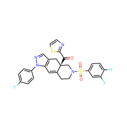 O=C(c1nccs1)[C@]12Cc3cnn(-c4ccc(F)cc4)c3C=C1CCN(S(=O)(=O)c1ccc(F)c(F)c1)C2 ZINC000208096756