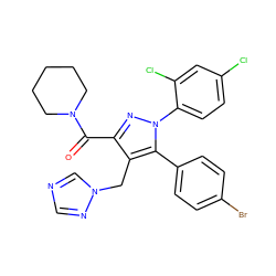 O=C(c1nn(-c2ccc(Cl)cc2Cl)c(-c2ccc(Br)cc2)c1Cn1cncn1)N1CCCCC1 ZINC000049762353