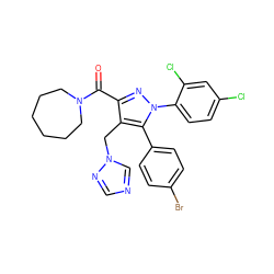 O=C(c1nn(-c2ccc(Cl)cc2Cl)c(-c2ccc(Br)cc2)c1Cn1cncn1)N1CCCCCC1 ZINC000049771112