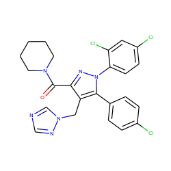 O=C(c1nn(-c2ccc(Cl)cc2Cl)c(-c2ccc(Cl)cc2)c1Cn1cncn1)N1CCCCC1 ZINC000045358516