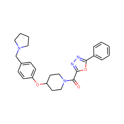 O=C(c1nnc(-c2ccccc2)o1)N1CCC(Oc2ccc(CN3CCCC3)cc2)CC1 ZINC000653724593