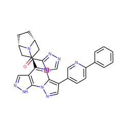 O=C(c1nnc[nH]1)N1[C@H]2CC[C@@H]1C[C@@H](c1nc3c(-c4ccc(-c5ccccc5)nc4)cnn3c3[nH]ncc13)C2 ZINC000103085797