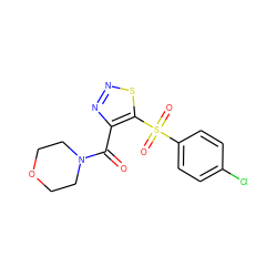 O=C(c1nnsc1S(=O)(=O)c1ccc(Cl)cc1)N1CCOCC1 ZINC000001401291