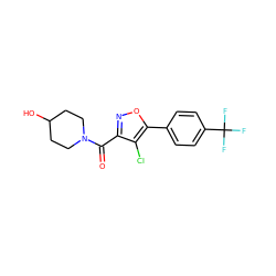 O=C(c1noc(-c2ccc(C(F)(F)F)cc2)c1Cl)N1CCC(O)CC1 ZINC000066165802