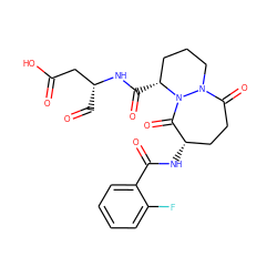 O=C[C@H](CC(=O)O)NC(=O)[C@@H]1CCCN2C(=O)CC[C@H](NC(=O)c3ccccc3F)C(=O)N12 ZINC000013605837