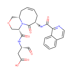 O=C[C@H](CC(=O)O)NC(=O)[C@@H]1COC[C@@H]2CC=CC[C@H](NC(=O)c3nccc4ccccc34)C(=O)N21 ZINC000028713415