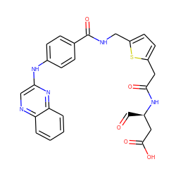 O=C[C@H](CC(=O)O)NC(=O)Cc1ccc(CNC(=O)c2ccc(Nc3cnc4ccccc4n3)cc2)s1 ZINC000003928063