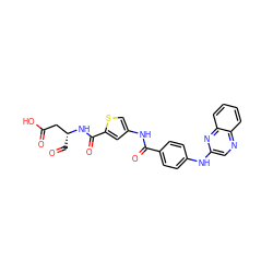 O=C[C@H](CC(=O)O)NC(=O)c1cc(NC(=O)c2ccc(Nc3cnc4ccccc4n3)cc2)cs1 ZINC000028569290