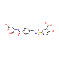 O=C[C@H](CC(=O)O)NC(=O)c1ccc(CNS(=O)(=O)c2ccc(O)c(C(=O)O)c2)cc1 ZINC000013491992