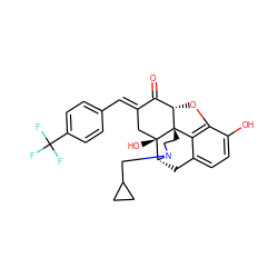 O=C1/C(=C/c2ccc(C(F)(F)F)cc2)C[C@@]2(O)[C@H]3Cc4ccc(O)c5c4[C@@]2(CCN3CC2CC2)[C@H]1O5 ZINC001772590395